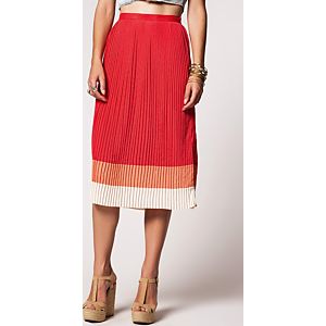 Forever 21 Renkli Pliseli Midi Etek