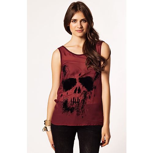 Only Skull Flok Baskılı Kurukafa Bluz