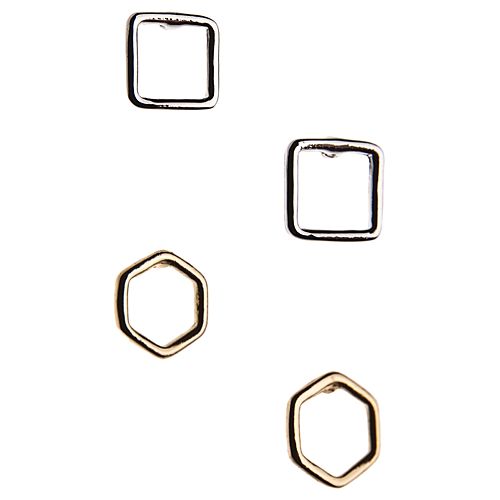 Pieces Oppa Geometrik Şekilli Küpe