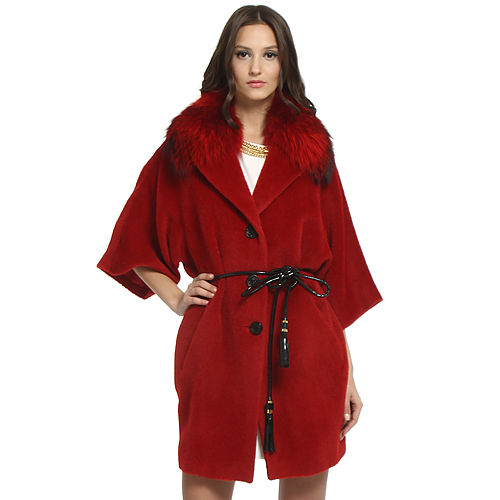 Balizza Kürklü Kırmızı Palto