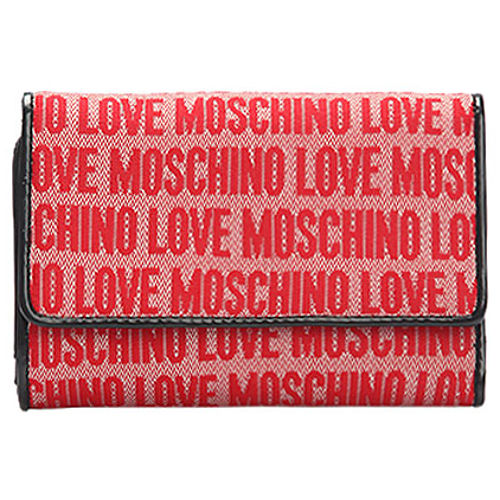 Love Moschino Yazı Desenli Kırmızı Cüzdan
