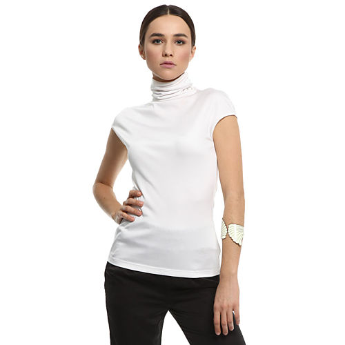 Silk & Cashmere Boğazlı Beyaz İpek Bluz