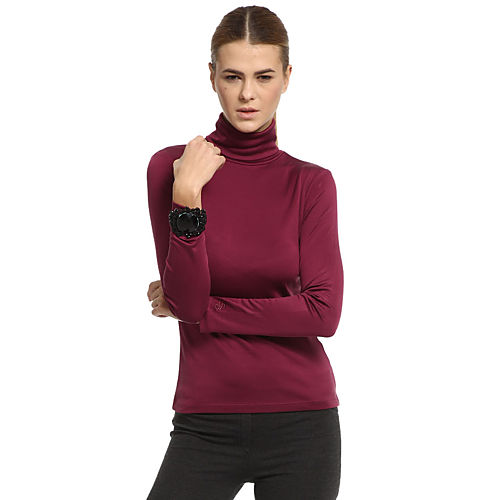 Silk & Cashmere Boğazlı Bordo İpek Bluz