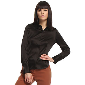 Silk & Cashmere Siyah İpek Gömlek