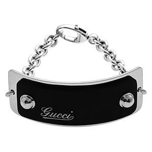 Gucci    Brac Silver Ebony Tag Bileklik