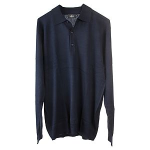 Silk & Cashmere    Lacivert Polo Yaka Kazak