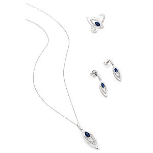 By Gold    Pırlantalı ve Safir Taşlı Markiz Set