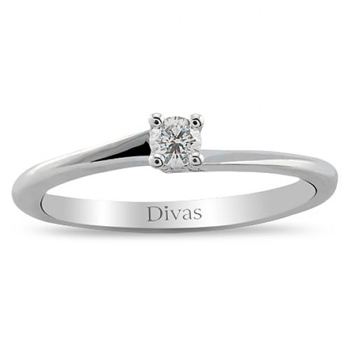 Divas Diamond    0,09 ct Pırlanta Tektaş Gümüş Yüzük