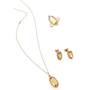 By Gold    Pırlantalı ve Citrine Taşlı Oval Set