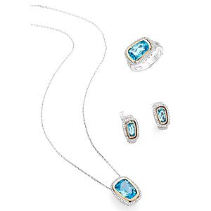 By Gold    Pırlantalı ve Mavi Topaz Taşlı Set