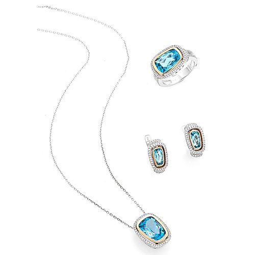 By Gold    Pırlantalı ve Mavi Topaz Taşlı Set