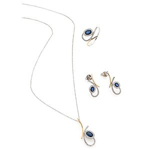 By Gold    Pırlantalı ve Safir Taşlı Oval Set