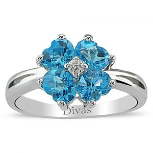 Divas Diamond    0,05 ct Pırlanta Blue Topaz Yüzük