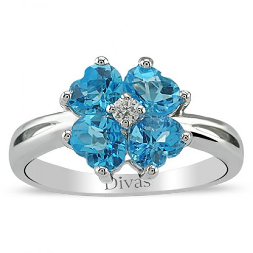 Divas Diamond    0,05 ct Pırlanta Blue Topaz Yüzük