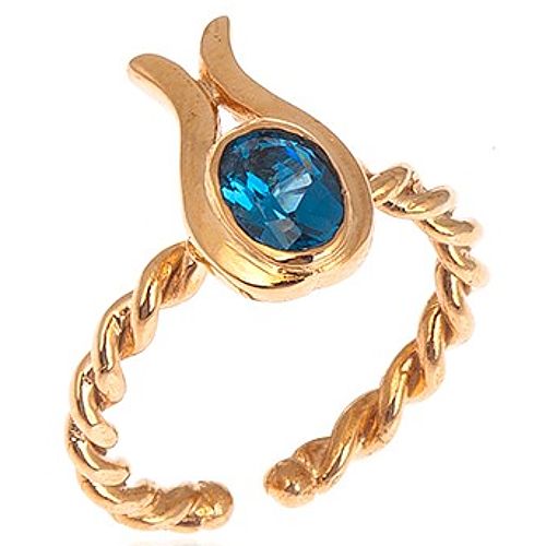 Merve Baal    London Blue Topaz Taşlı Lale Yüzük