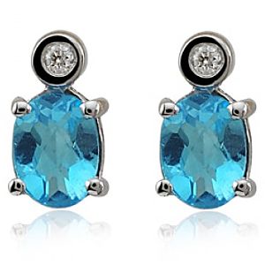 Divas Diamond    Pırlanta Blue Topaz Küpe