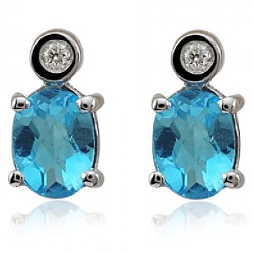 Divas Diamond    Pırlanta Blue Topaz Küpe