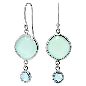 Melin Paris    Blue Topaz ve Aqua Chalcedony Küpe