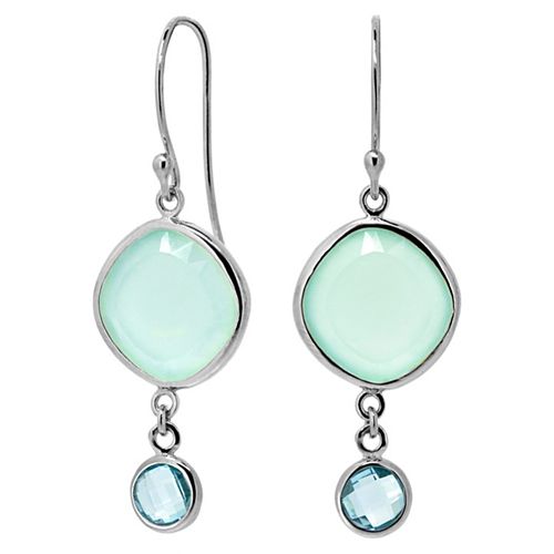 Melin Paris    Blue Topaz ve Aqua Chalcedony Küpe