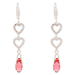 Sahara    Pembe Kalp Swarovski Taşlı Gümüş Küpe
