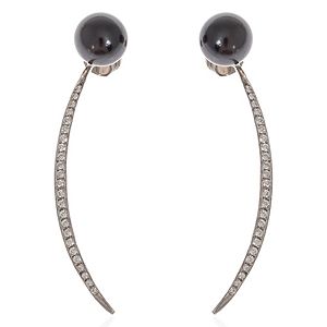 SHAINA    Grey Pearl Moon Taşlı Küpe