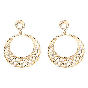 Coquet    Altın Renkli Swarovski Taşlı Halka Küpe
