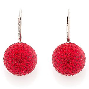 AGATHA Paris    Top Şeklinde Kırmızı Swarovski Taşlı Küpe