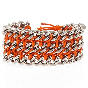 Chain Reaction    Turuncu Chain Braid Trio Metalik Bileklik