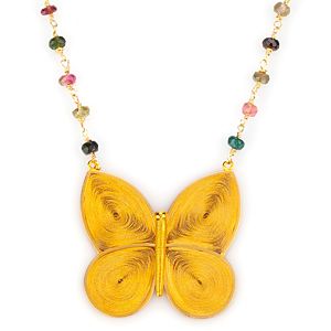 Carolina Loyola    Renkli Taşlı Lucky Butterfly Kolye