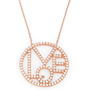 DK Accessories    Swarovski Taşlı Love Pembe Altın Kolye