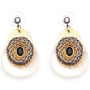 Essera    Beyaz Plakalı Swarovski Taşlı Küpe