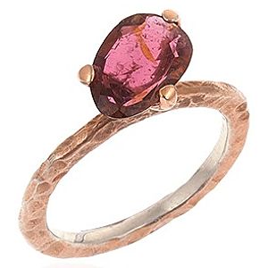 GeM By Mineral    Pembe Turmalin Pembe Altın Kaplama Yüzük