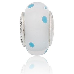 Pandora    Beyaz Mavi Puantiyeli Charm