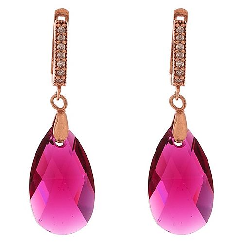 Sahara    Pembe Swarovski Taşlı Gümüş Küpe