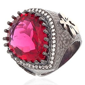 Zivatu    Ruby Quartz Damla Taşlı Yüzük