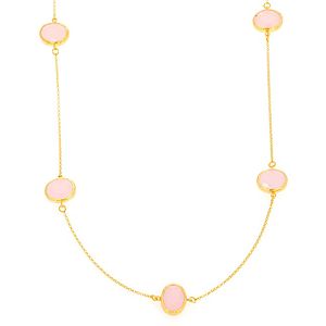 Miracles Collection    Pembe Kuvars Taşlı Altın Kaplama Kolye
