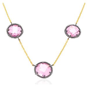 Zivatu    Üçlü Şeker Pembe Quartz Kolye
