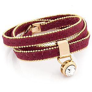 Coquet    Bordo Swarovski Charm Bileklik