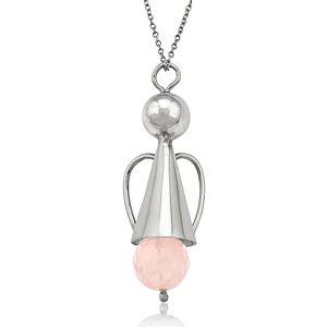 Lotus by Zeynep Erol    Rose Quartz Küçük Melek Kolye