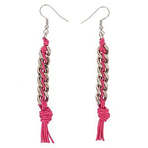 Chain Reaction    Parlak Metal Chain Braid Pembe Küpe