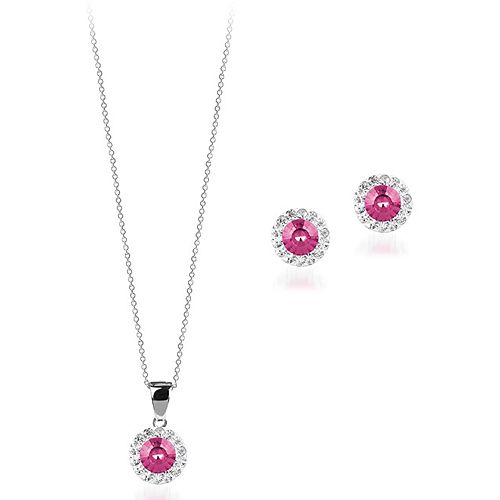 Else Silver Gümüş  Pembe Taşlı Set