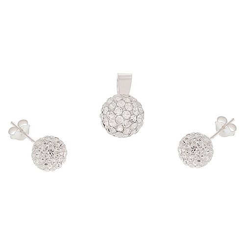 İtal Silver    Swarovski Taşlı Kolye Ucu Küpe Set