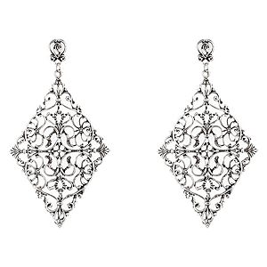 LUKATA    Gümüş Rengi Diamond Filigran Küpe