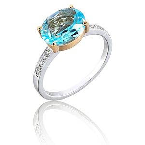 Lori Design    Blue Topaz Pembe Altın Yüzük