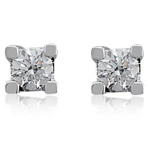 Divas Diamond    Pırlanta Tektaş Beyaz Altın Küpe