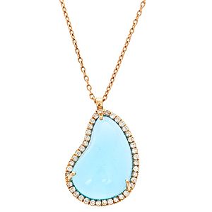 Atelye79    Blue Topaz ve Pırlantalı Kolye