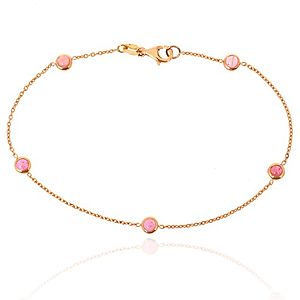 Elif Doğan Jewelry    Pembe Taşlı Zincirli Bileklik