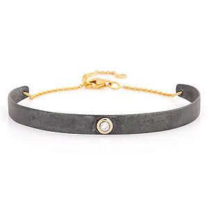 Elif Doğan Jewelry    Tek Taş İnce Plaka Bileklik