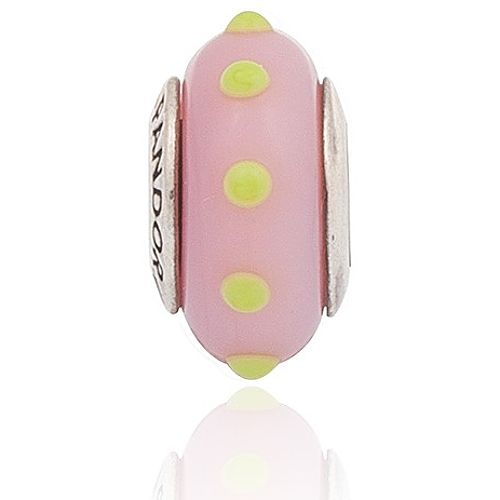 Pandora    Pembe Sarı Puantiyeli Charm