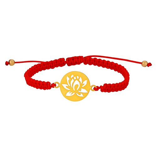 Kamalaya Design    Lotus Kırmızı İp Altın Kaplama Bileklik
